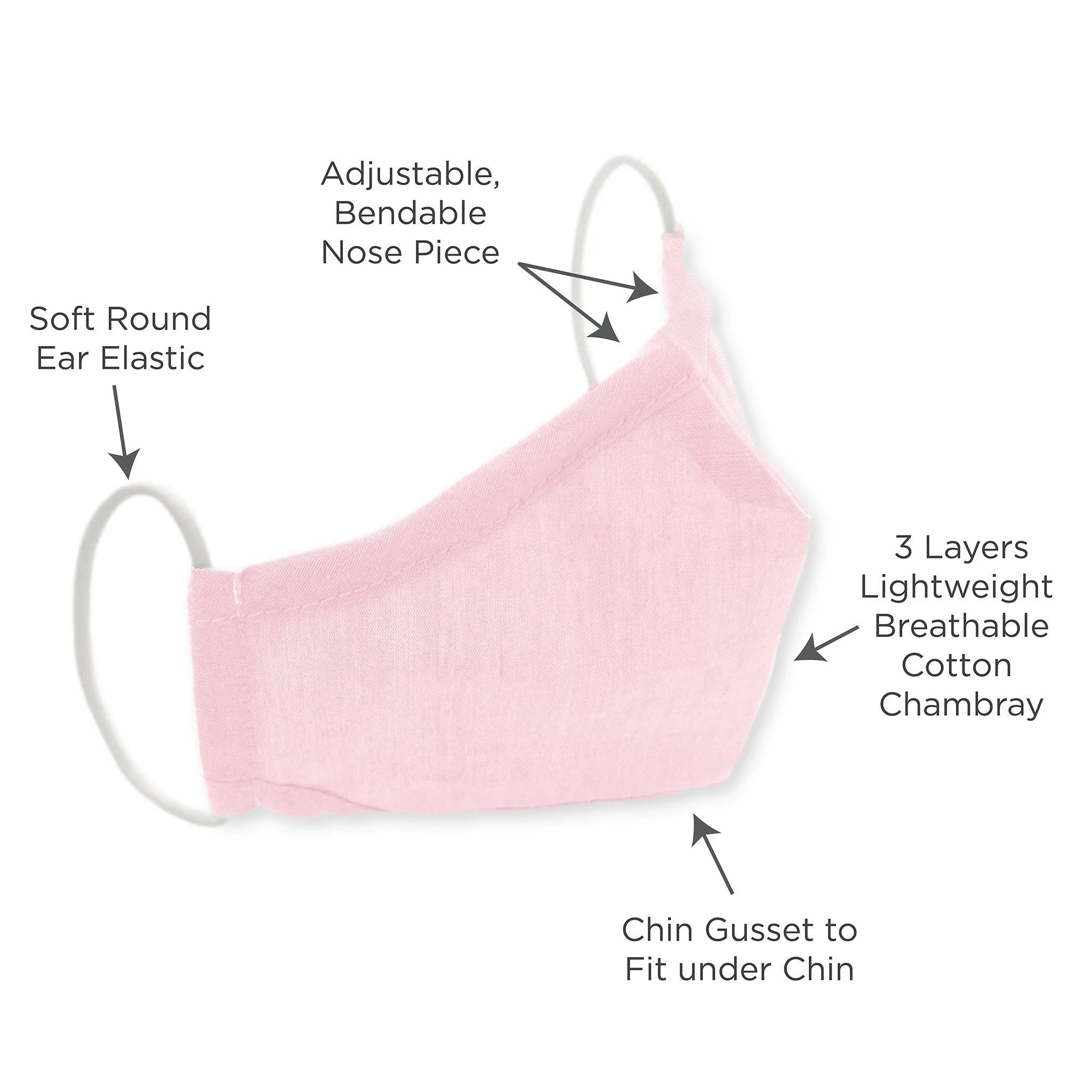 3-Layer Woven Cotton Chambray Face Mask, Pink, Tough as a Mother