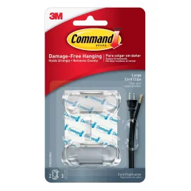 3M Command Clear Large Cord Organizers 2 Hook 3 Strip