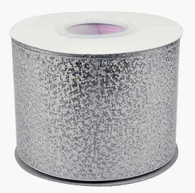 3" Holographic Silver Metallic Grosgrain Ribbon - 1-yard
