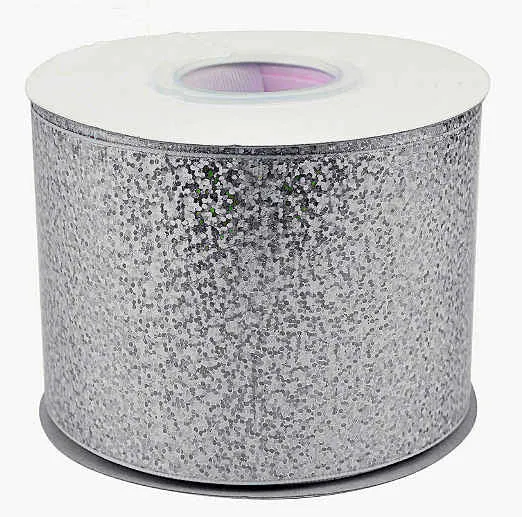 3" Holographic Silver Metallic Grosgrain Ribbon - 1-yard