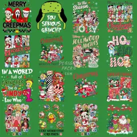 52 Christmas Cartoon Mixed Designs Bundle PNG