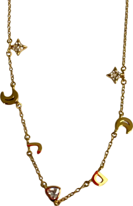 Abbott Lyon Metallic Gold Chain Necklace With Moon And Star Charms One Size