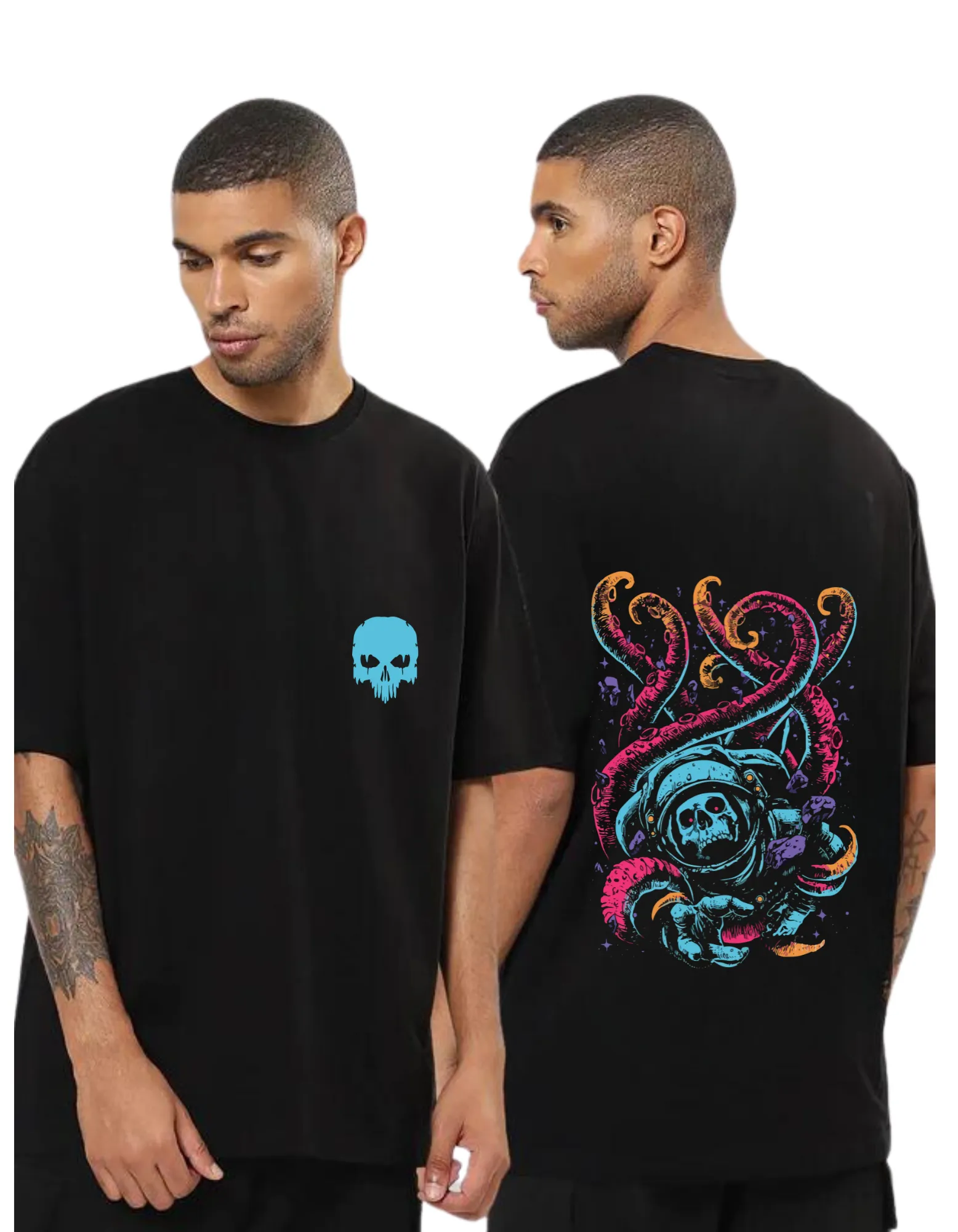 Aqua Skull Premium Oversized Tshirt