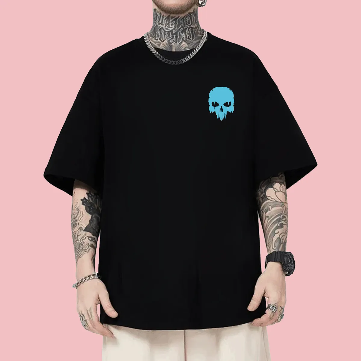 Aqua Skull Premium Oversized Tshirt