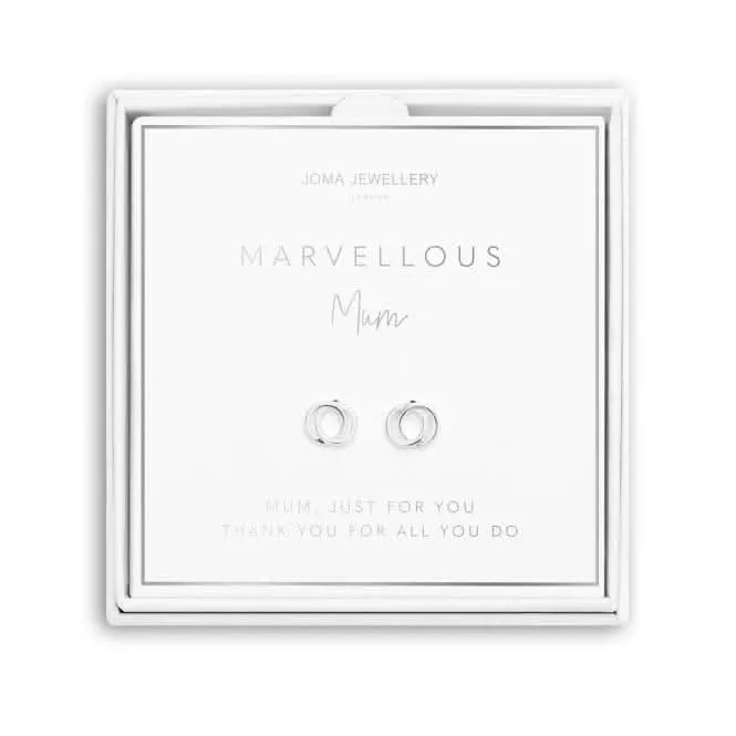 Beautifully Boxed A Little Marvellous Mum Silver Box Earrings 5298