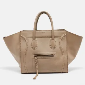 Beige Leather Medium Phantom Luggage Tote