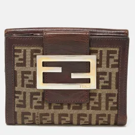 Beige/Brown Zuchino Canvas and Leather Forever Flap Wallet