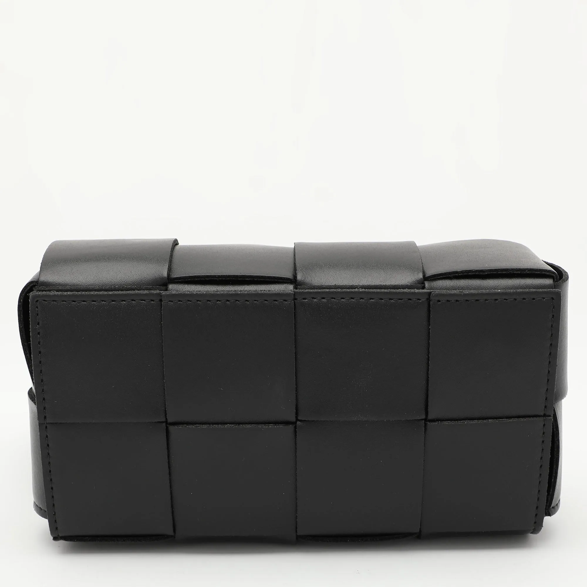 Black Intrecciato Leather Cassette Belt Bag