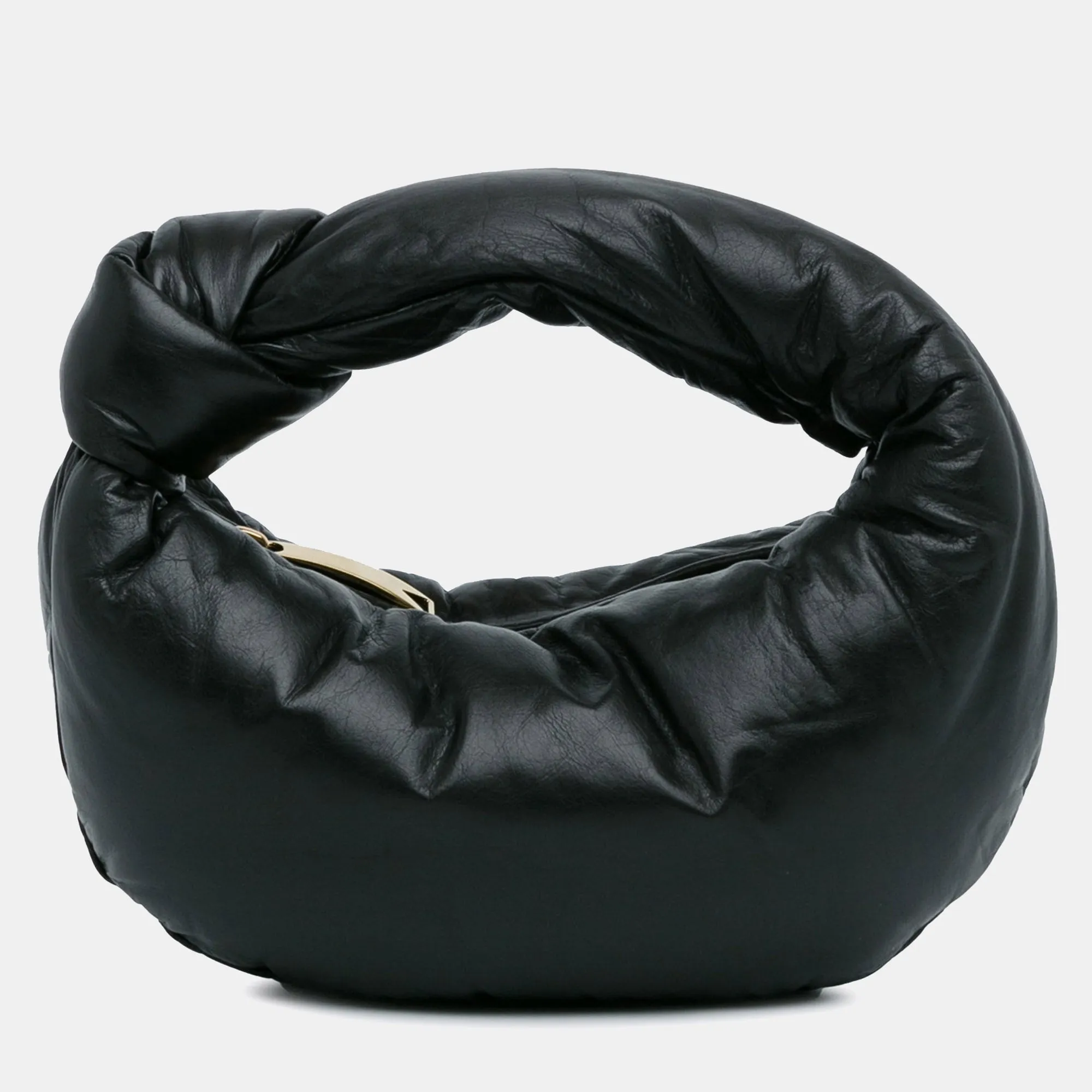 Black Leather Mini Nappa Puffy Jodie Shoulder Bag