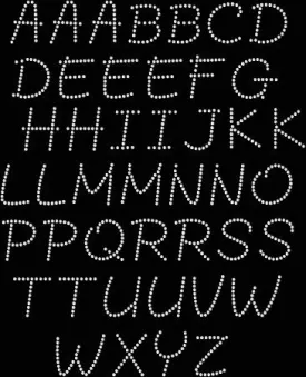 Block Letter Font Alphabet 1" Letter Rhinestone or Spangle Transfer Sheet