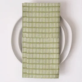 Block Printed Napkins - Pontis Stripes Moss