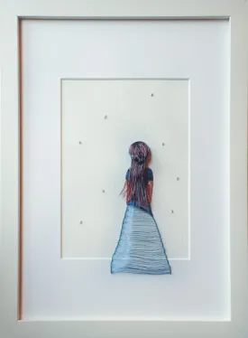 Blue Wireart Girl in the Rain