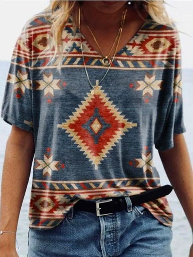 Boho Inspired Geometric Print Top