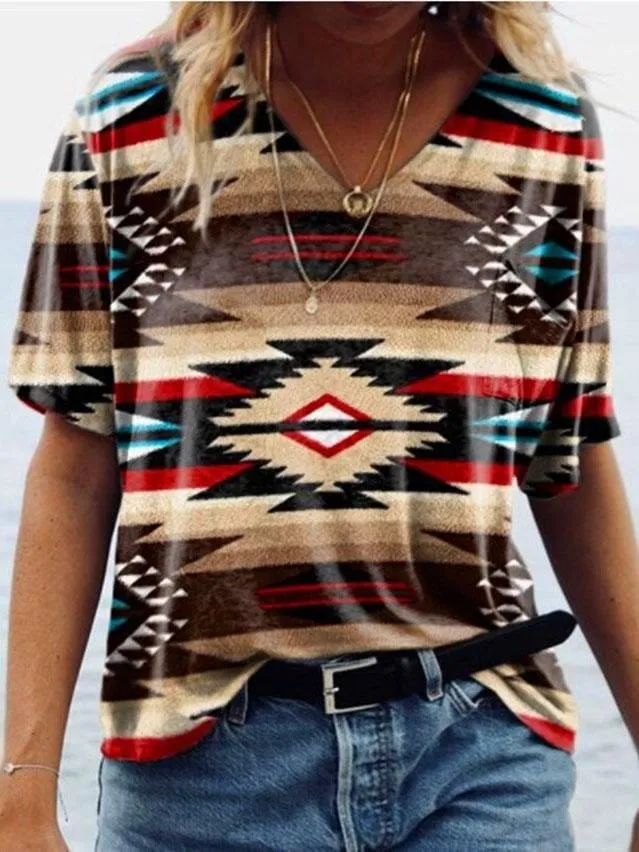 Boho Inspired Geometric Print Top