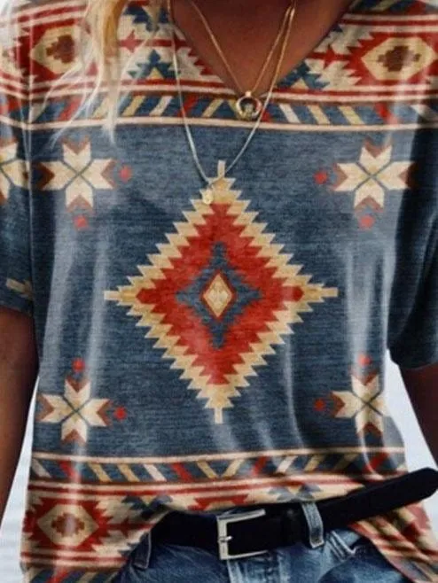 Boho Inspired Geometric Print Top