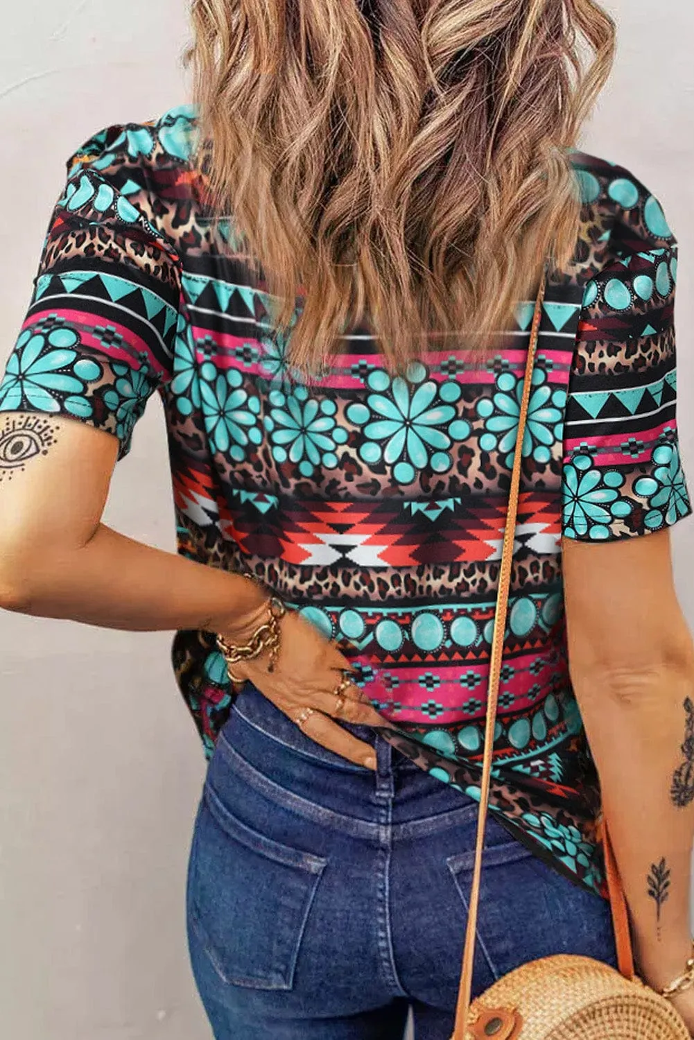 Boho Inspired Geometric Print Top