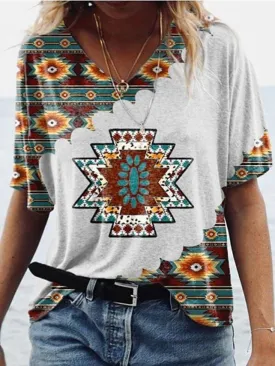 Boho Inspired Geometric Print Top