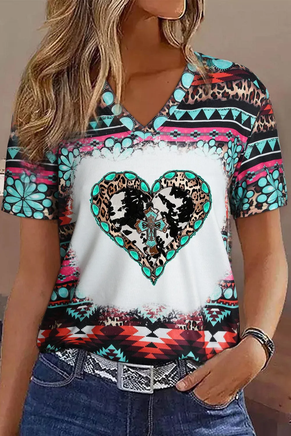 Boho Inspired Geometric Print Top