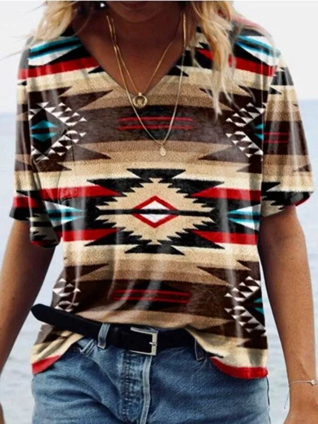 Boho Inspired Geometric Print Top