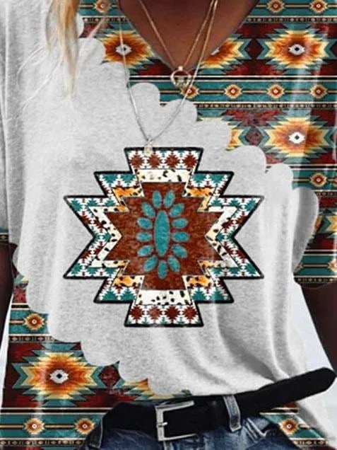 Boho Inspired Geometric Print Top