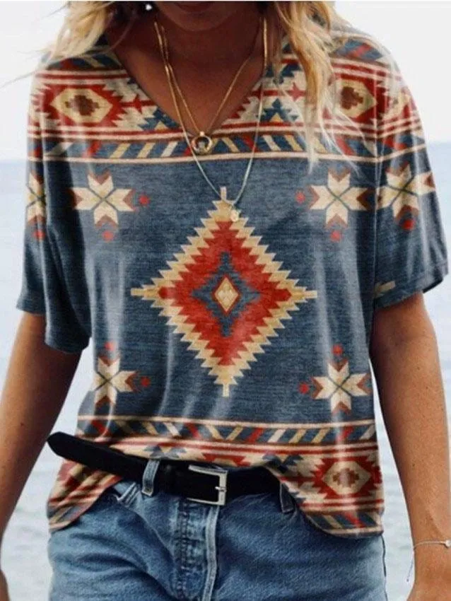 Boho Inspired Geometric Print Top