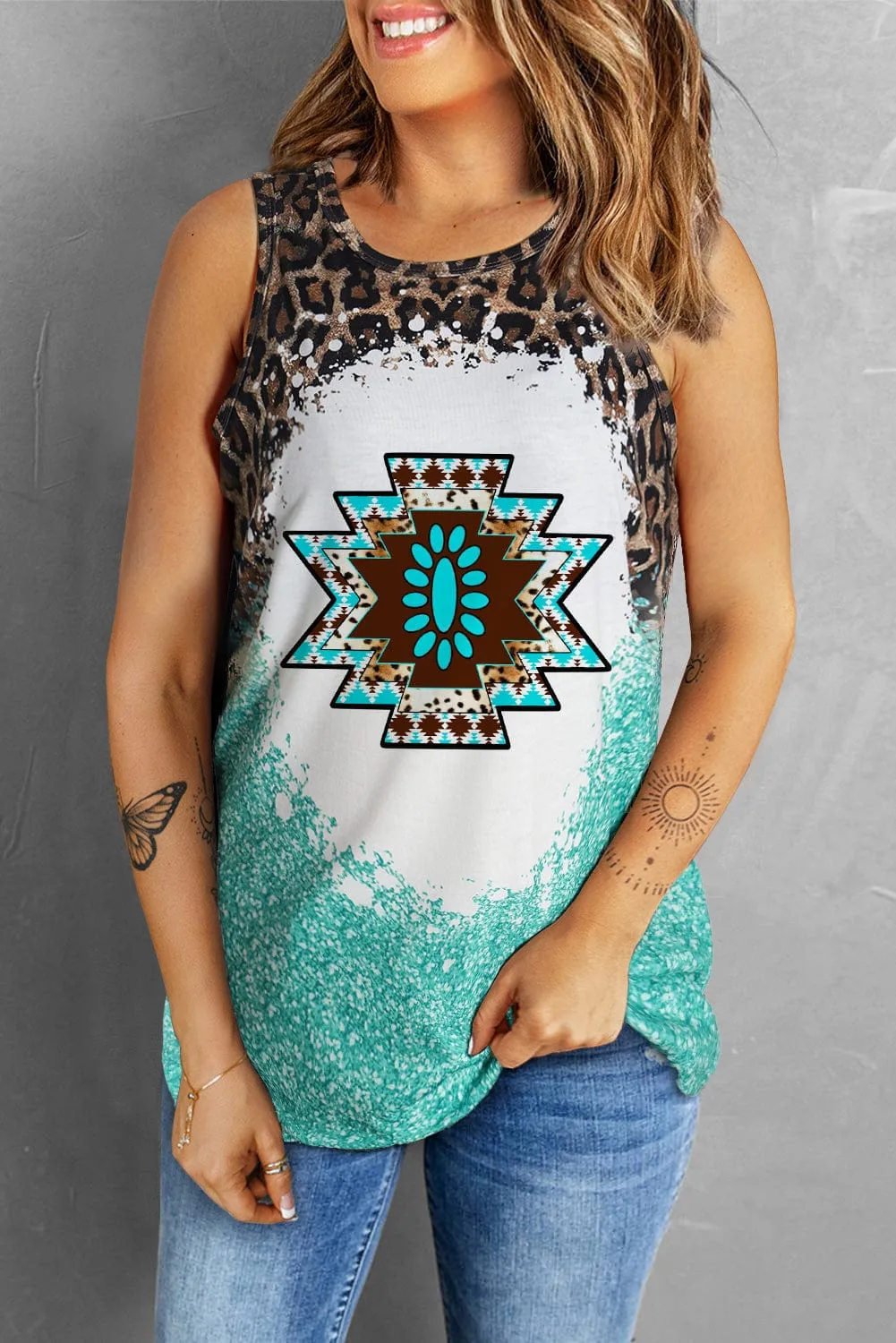 Boho Inspired Geometric Print Top