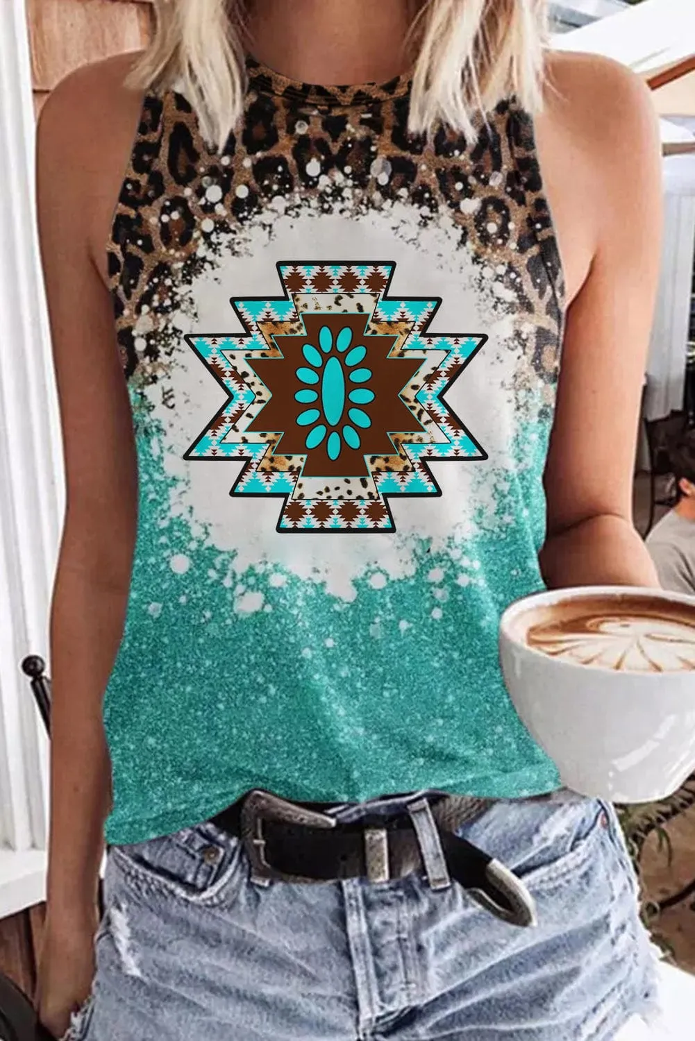 Boho Inspired Geometric Print Top