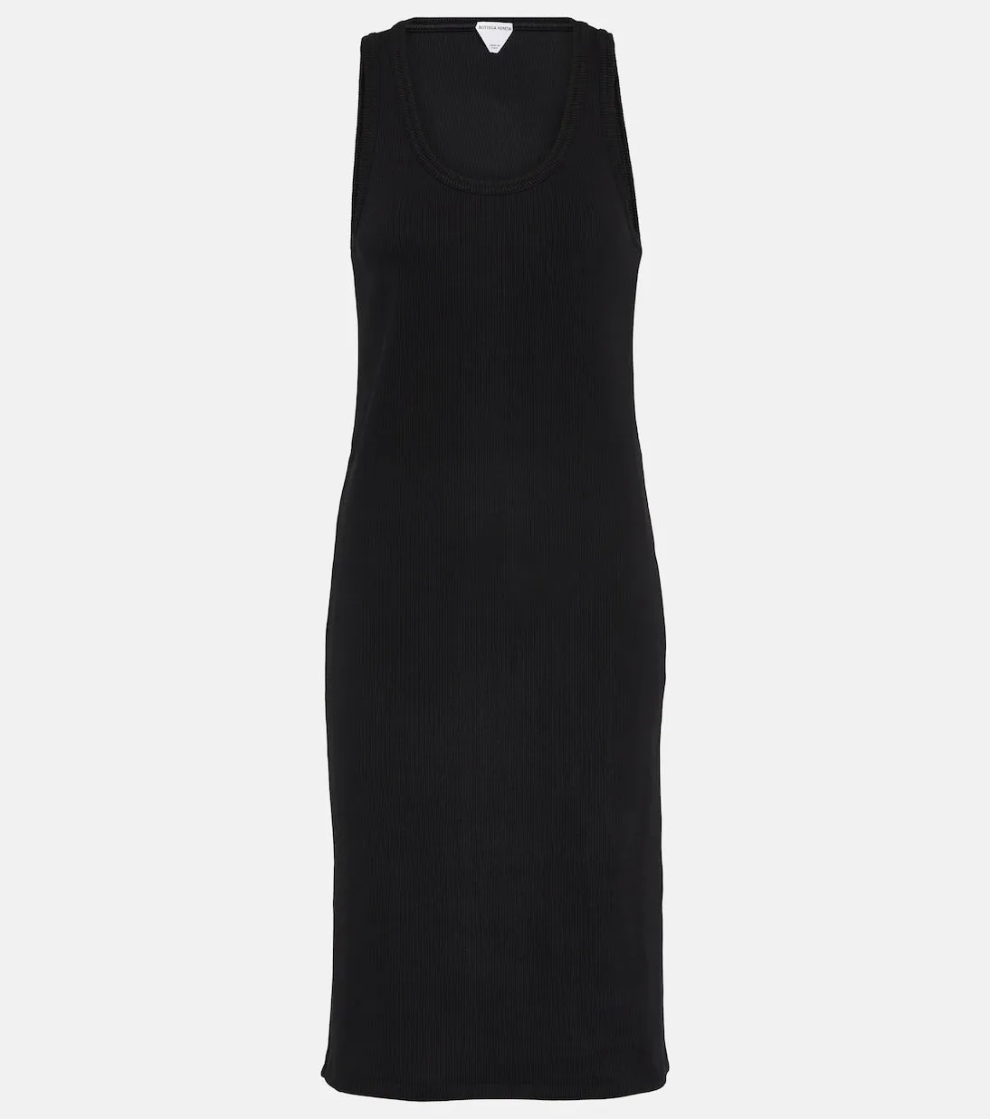 Bottega Veneta Ribbed Cotton Jersey Midi Dress, Black