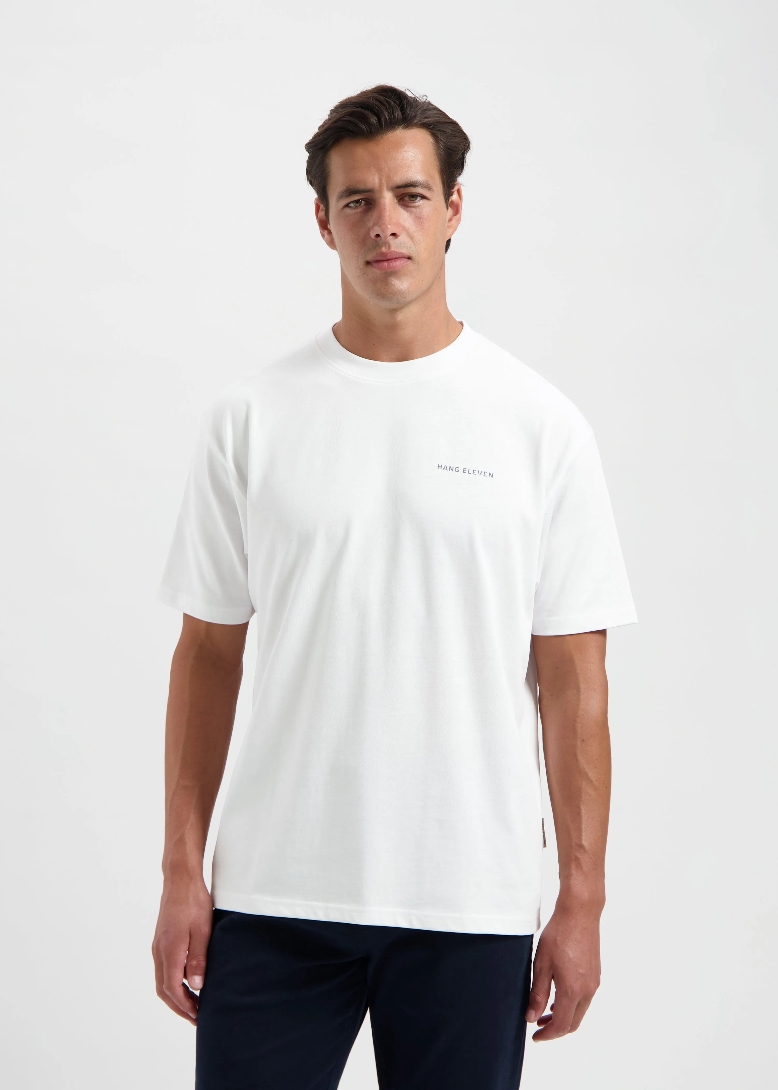 Brand Tee - White / Dusty Blue