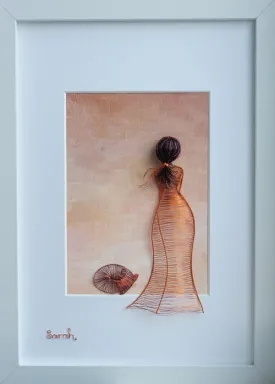 Bronze Wireart Girl with Cat