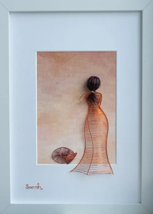 Bronze Wireart Girl with Cat
