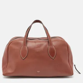 Brown Leather Medium Bowling Bag