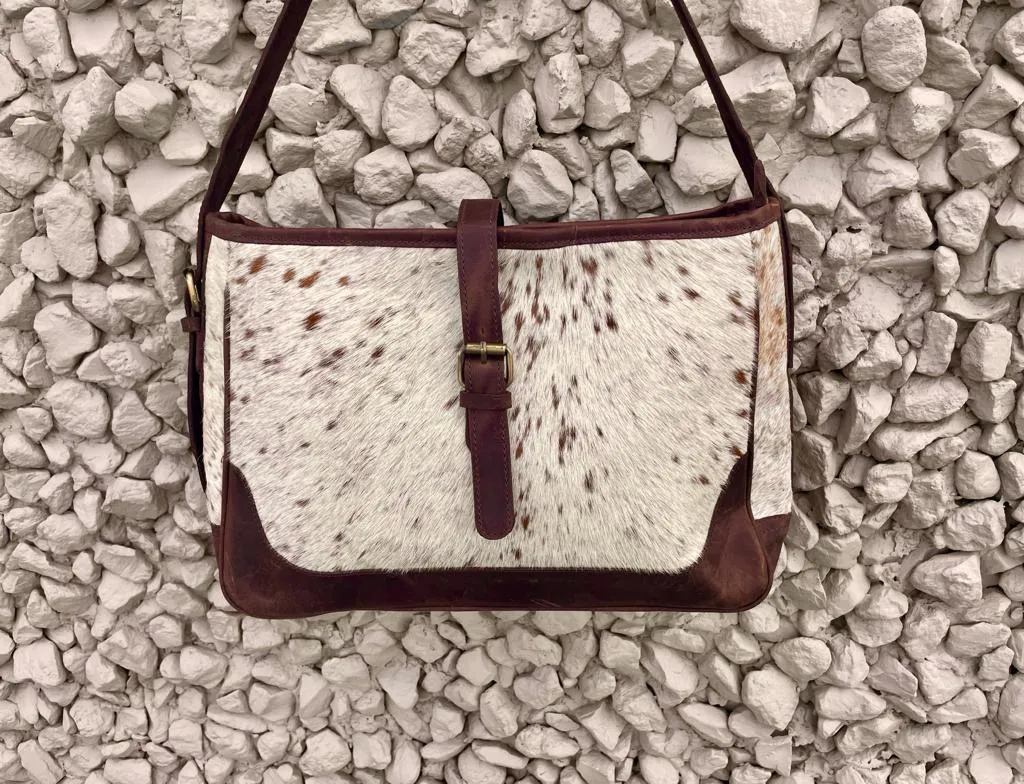 Brown Peppered Vintage Cowhide Purse