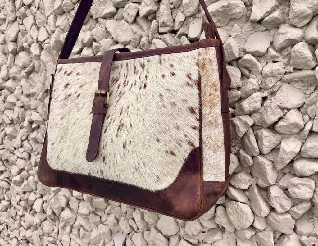 Brown Peppered Vintage Cowhide Purse