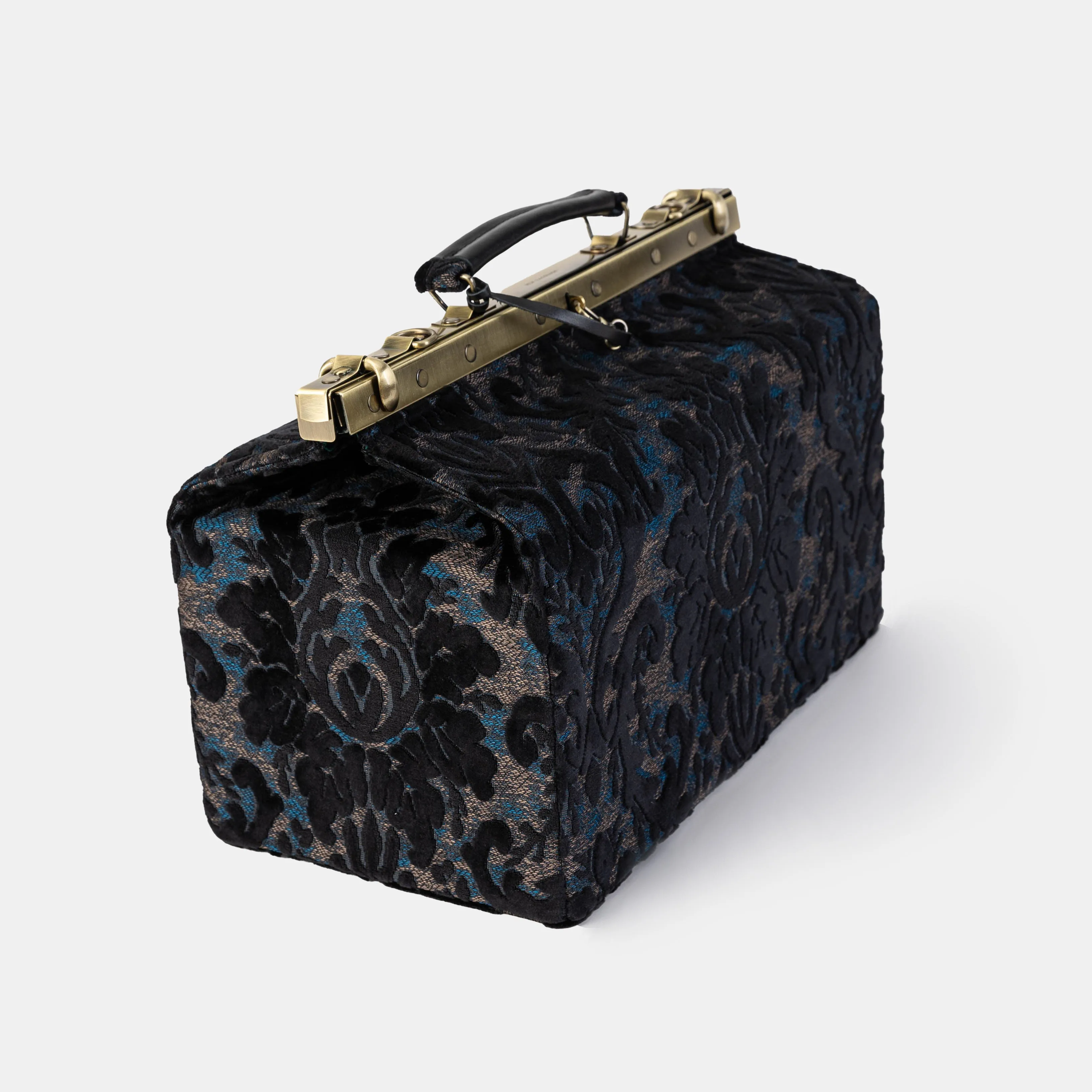Burnout Velvet Black Genevieve Carpet Gladstone Bag