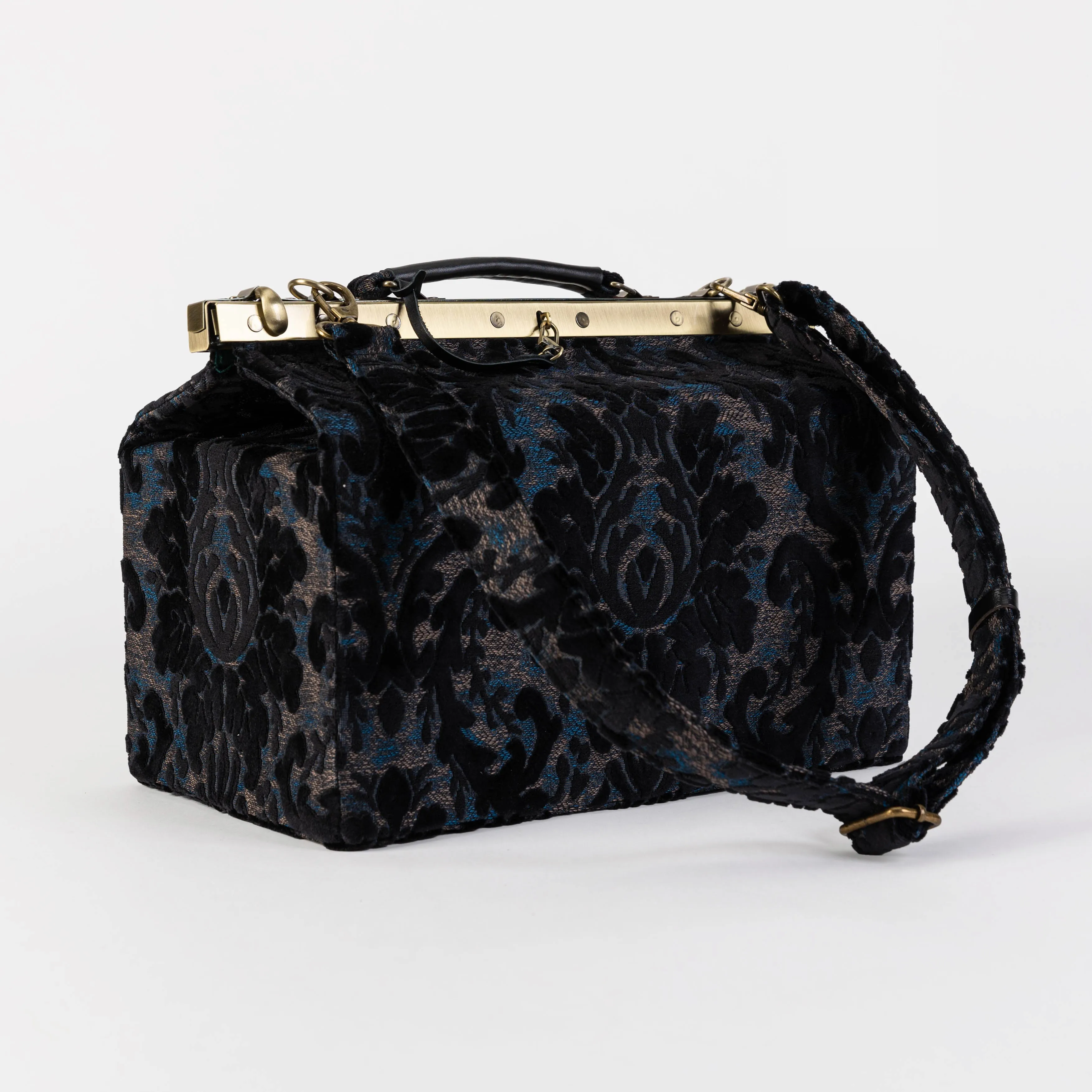 Burnout Velvet Black Genevieve Carpet Gladstone Bag