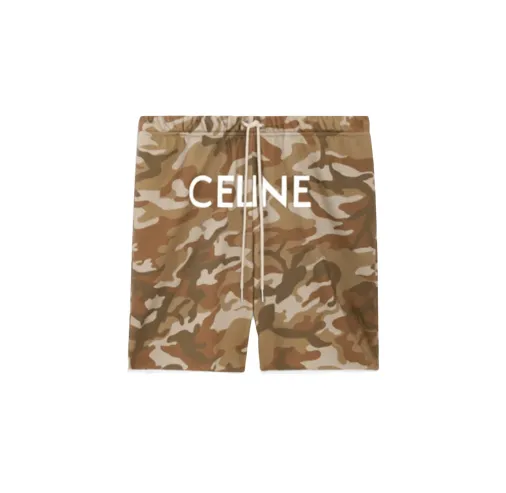 Celine Logo Sweatshorts Camo