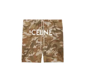 Celine Logo Sweatshorts Camo