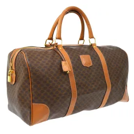 CELINE Macadam Boston Hand Bag M12 Purse Brown PVC Leather Vintage Italy 37831