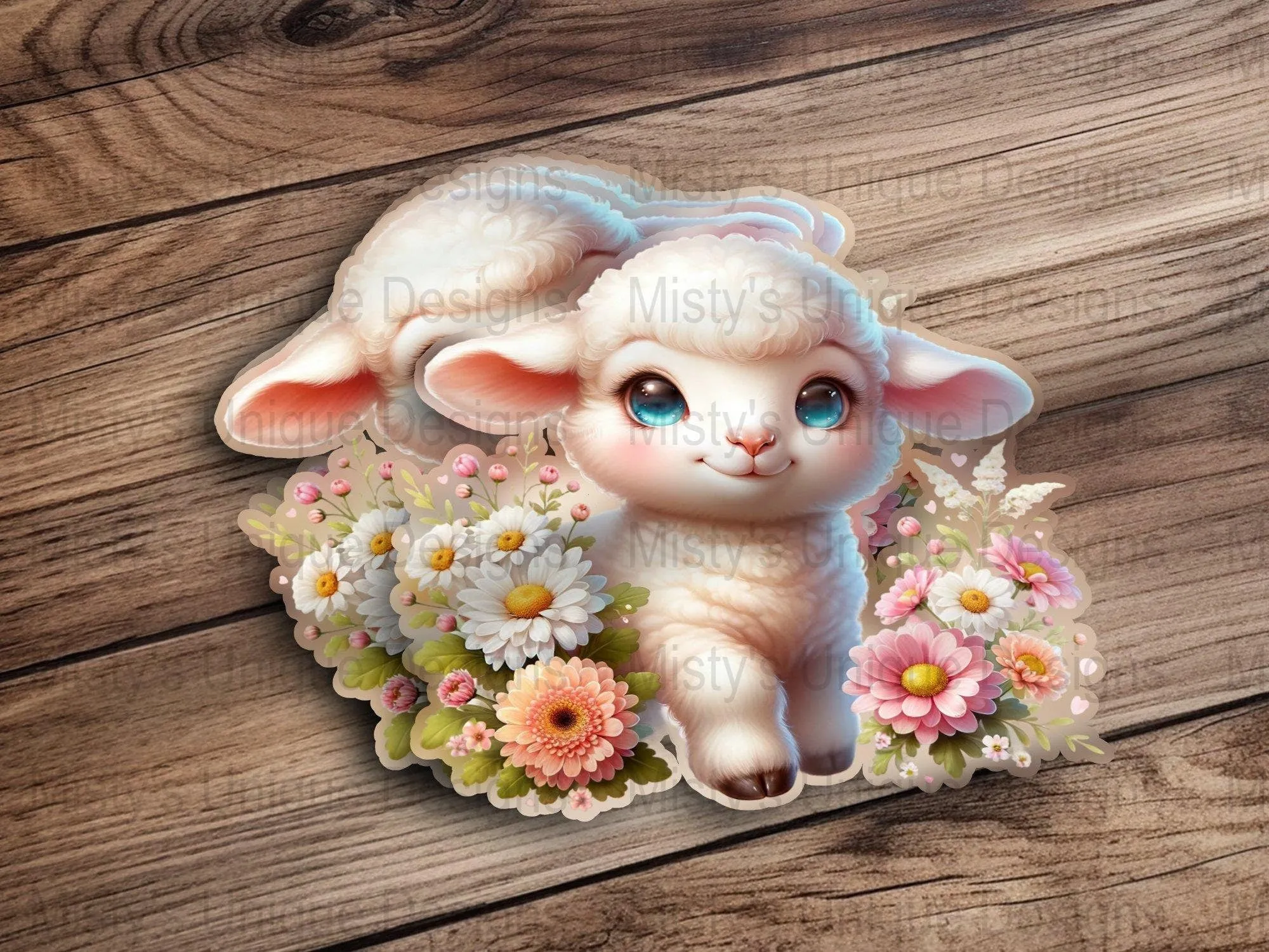 Cute Baby Lamb Clipart, Digital Download, Floral Lamb PNG, Kids Spring Graphics, Nursery Decor Art, Printable Animal Illustration