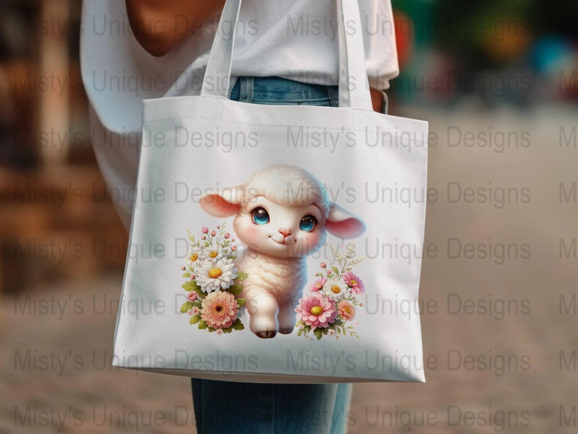 Cute Baby Lamb Clipart, Digital Download, Floral Lamb PNG, Kids Spring Graphics, Nursery Decor Art, Printable Animal Illustration