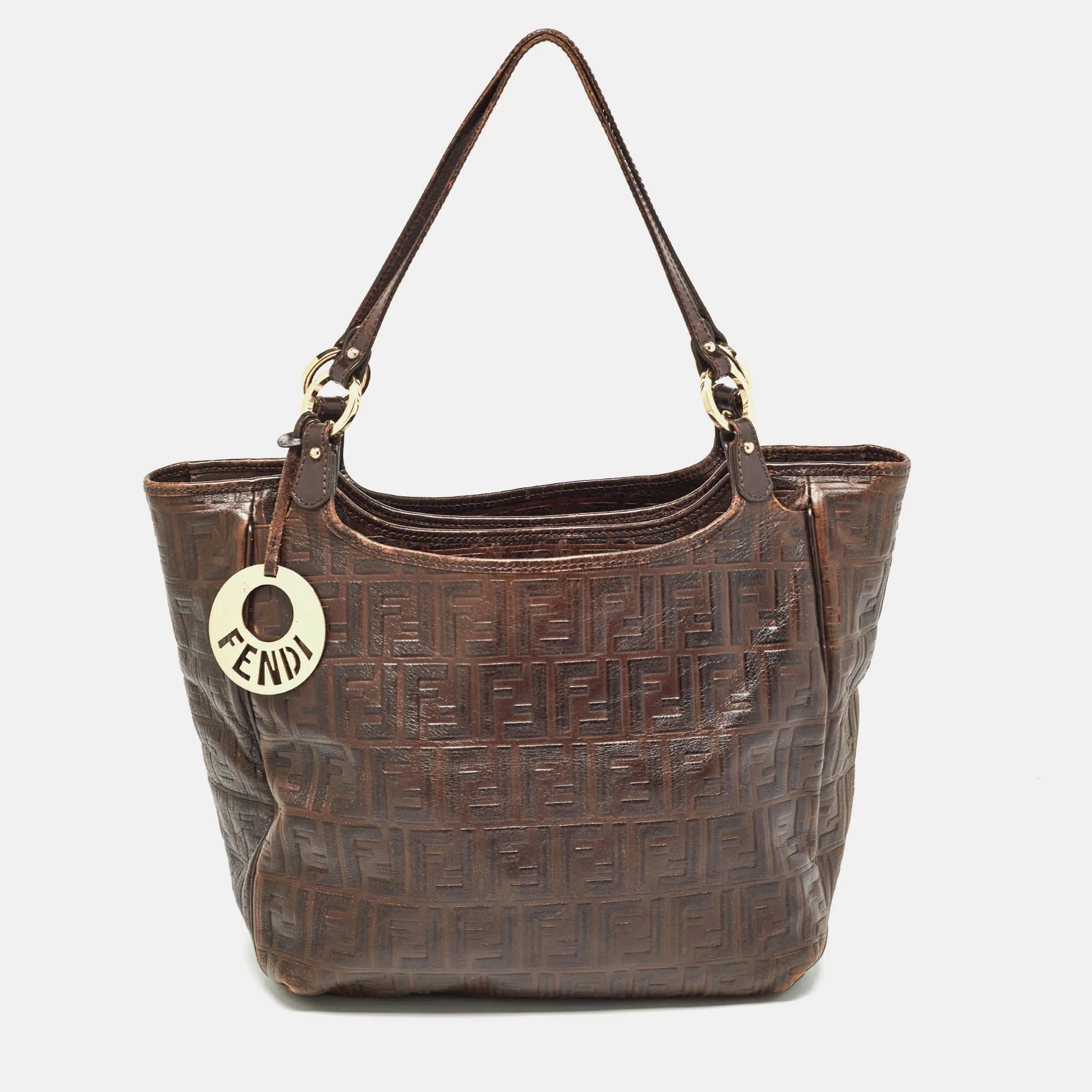 Dark Brown Zucca Tortoise Effect Leather Tote