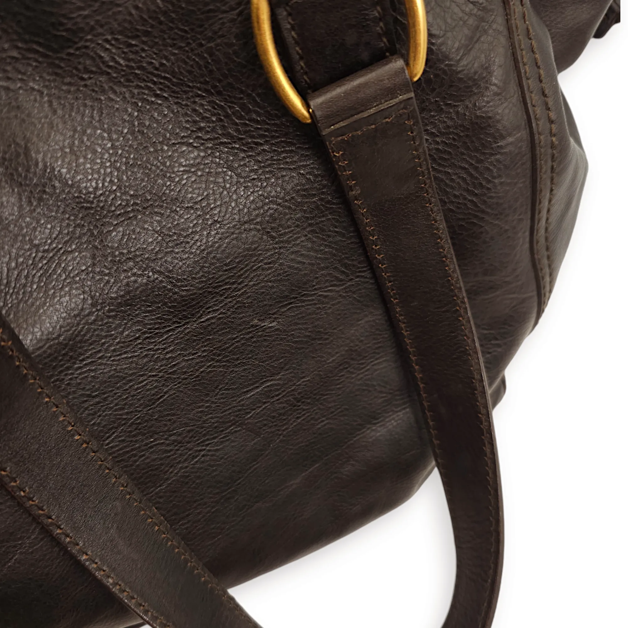 Downtown Brown Tote Bag in Calfskin, Gold hardware
