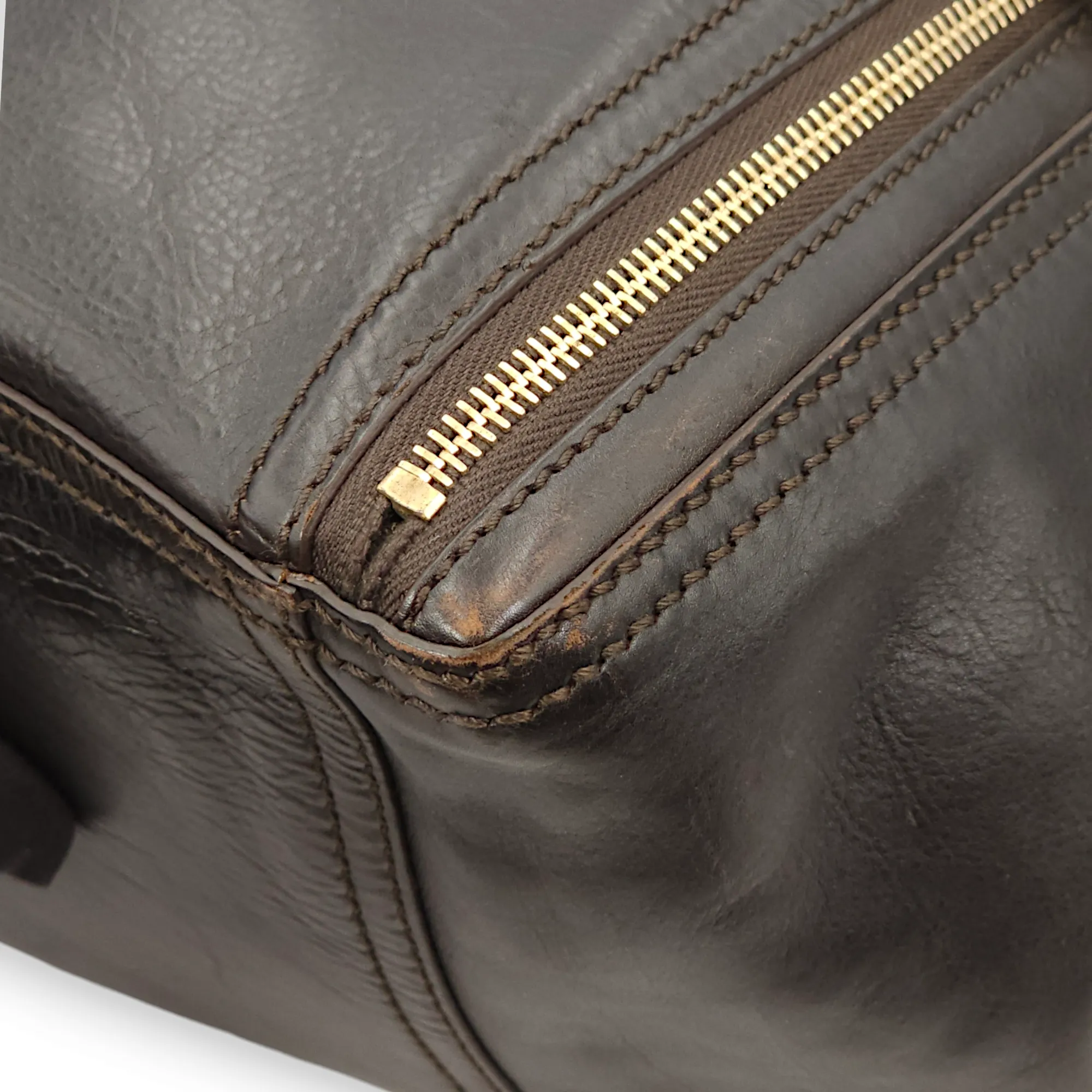 Downtown Brown Tote Bag in Calfskin, Gold hardware