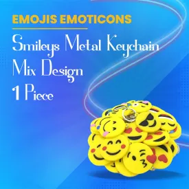 Emojis Emoticons Smileys Metal Keychain - Mix Design - 1 Piece