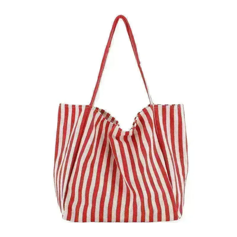Fashion Shopper Handbags Women Striped Canvas Totes