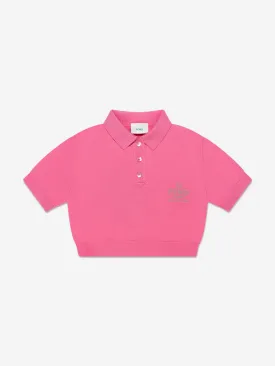 Fendi Girls Cropped Logo Polo Shirt in Pink