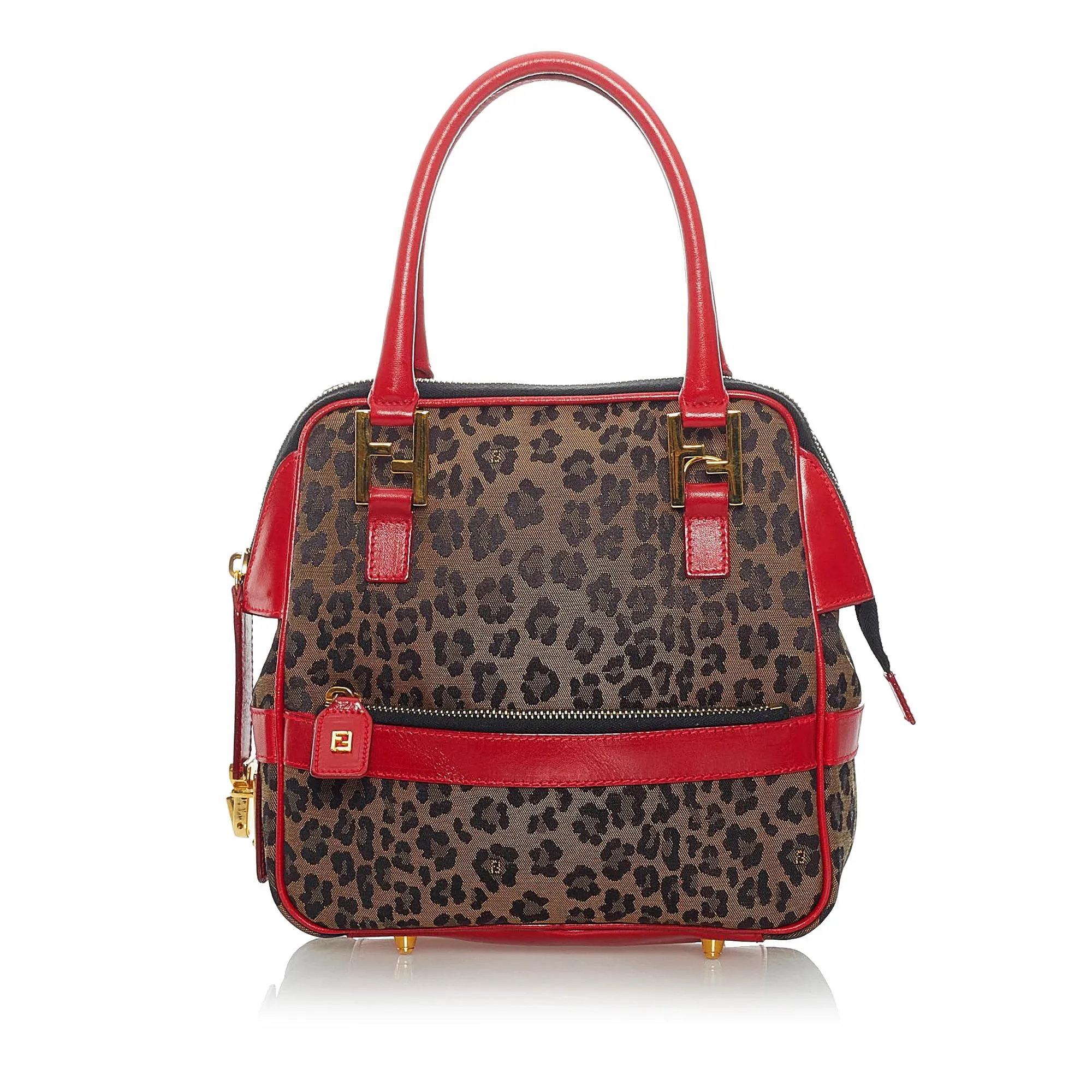 Fendi Leopard Print Nylon Satchel (SHG-37306)