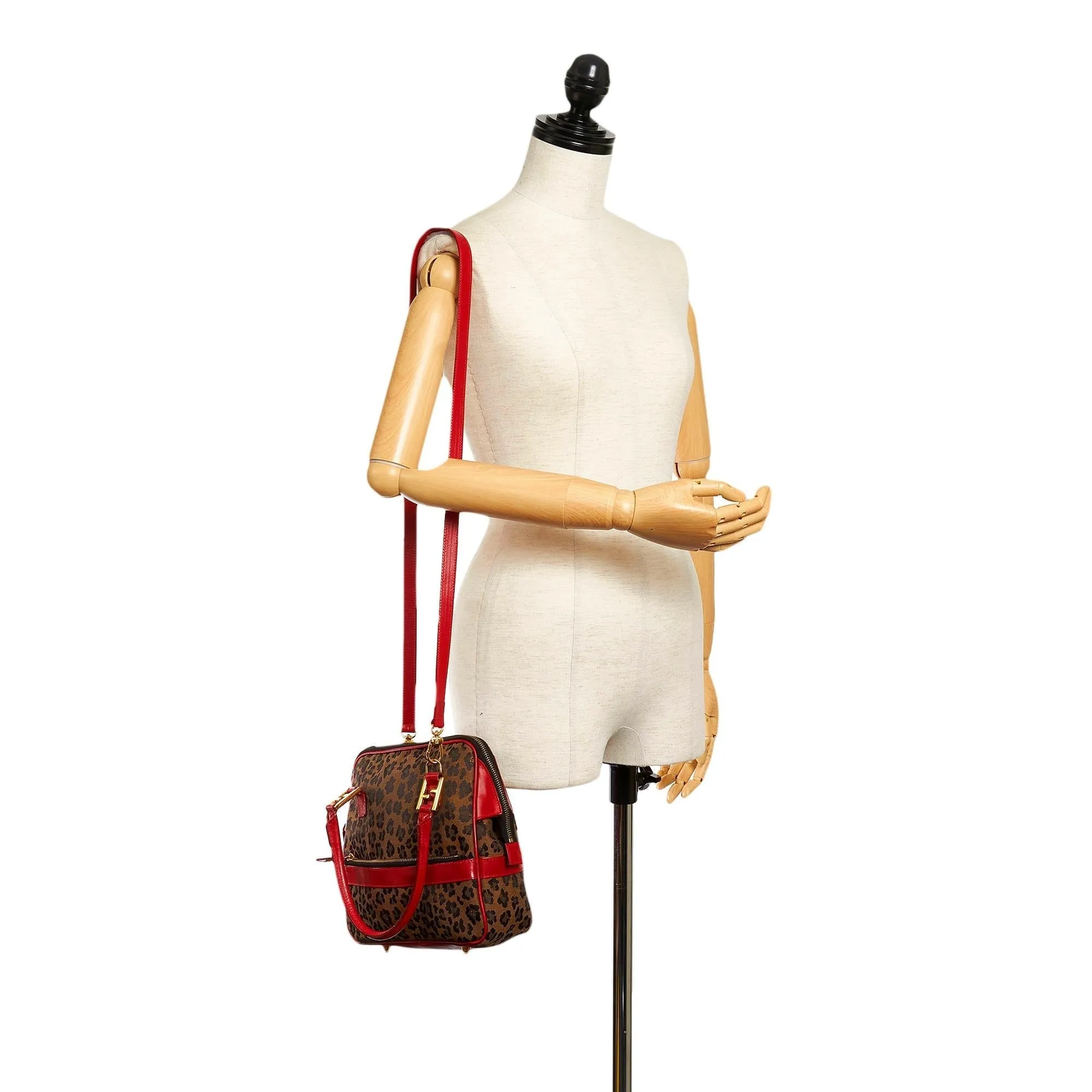 Fendi Leopard Print Nylon Satchel (SHG-37306)