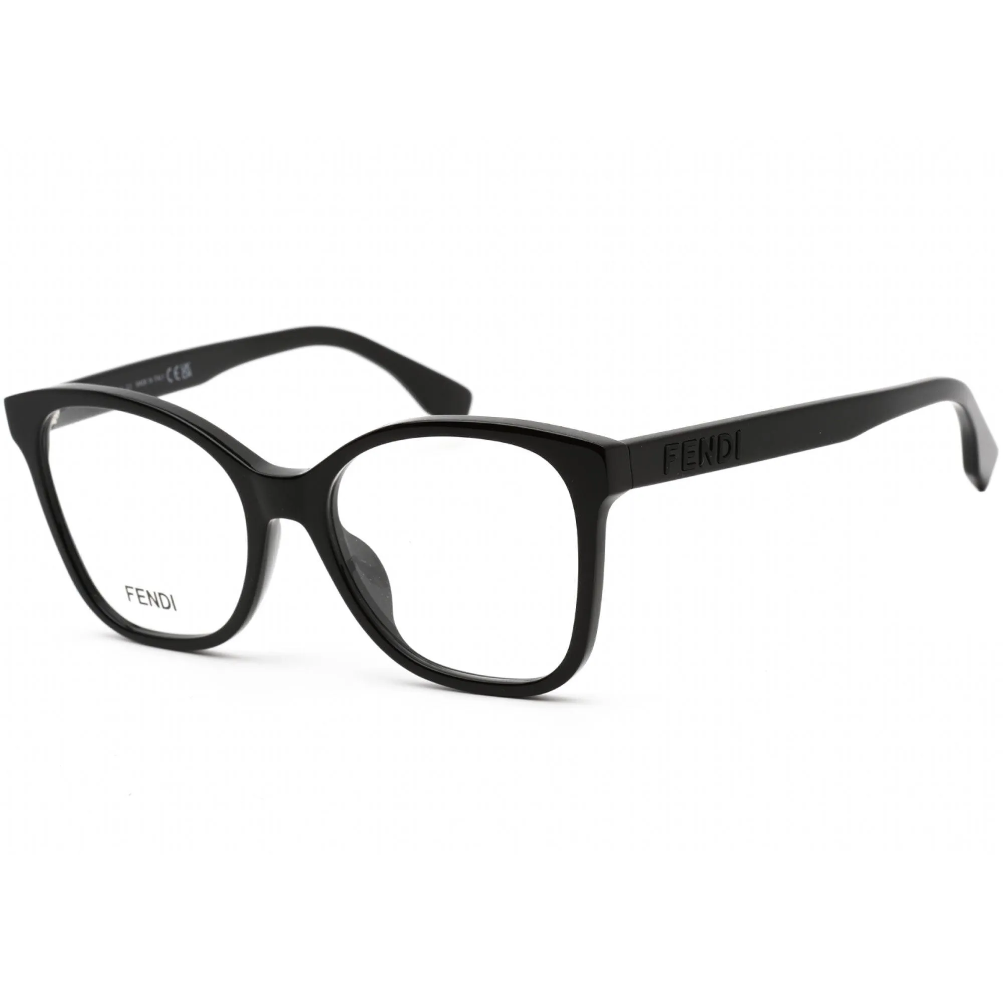 Fendi Women's Eyeglasses - Clear Lens Shiny Black Cat Eye Plastic Frame | FE50018I 001